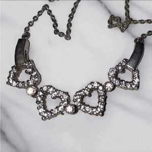 Heart CZ Convertible Clover Silver Chain Necklace 18"